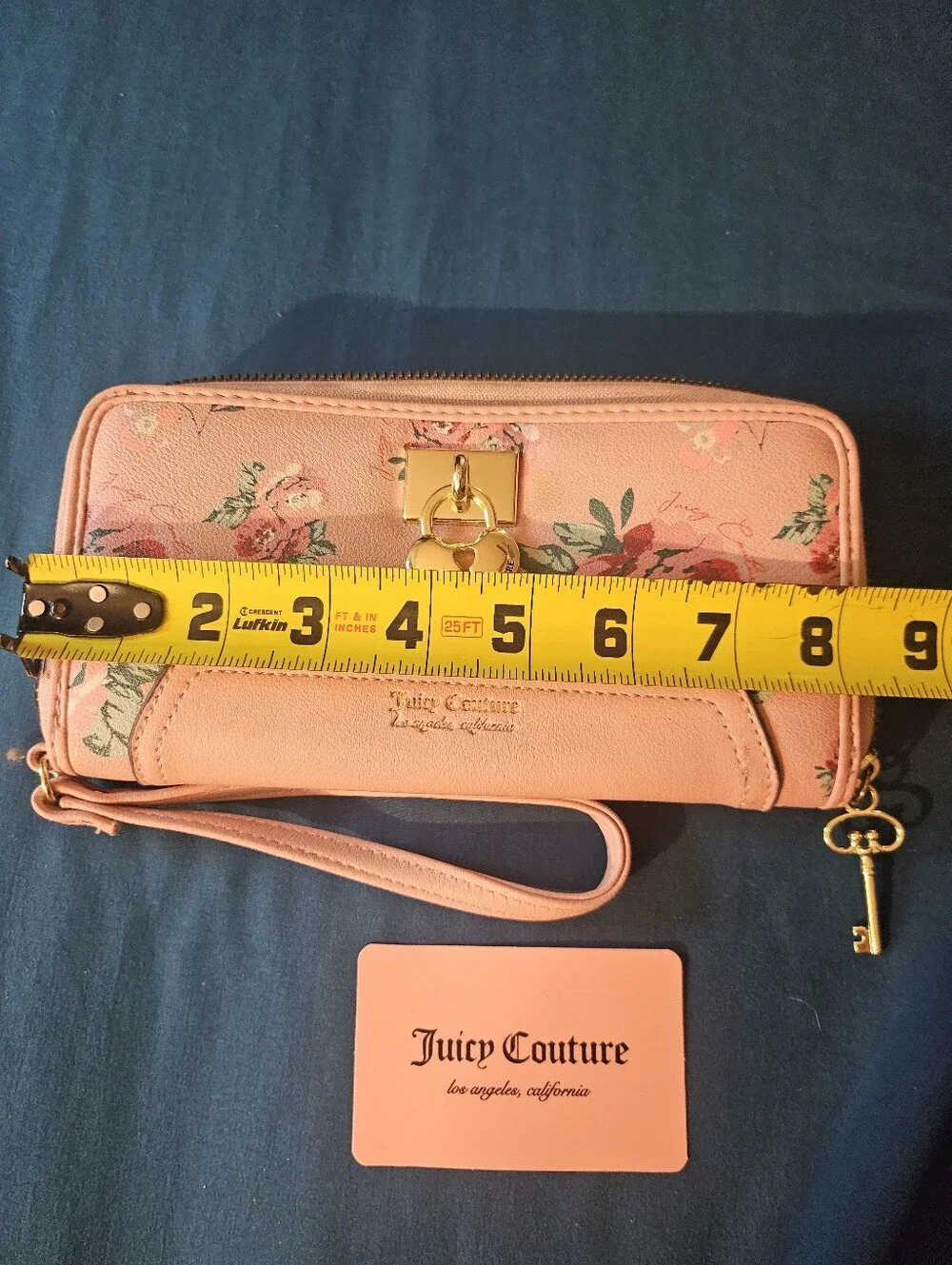 Juicy Couture Pink Floral Heart-Lock Wristlet Wallet